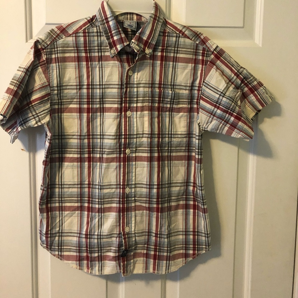 Old Navy EUC boys’ shirt- plaid button down, collared, short sleeve. Size 8. EUC